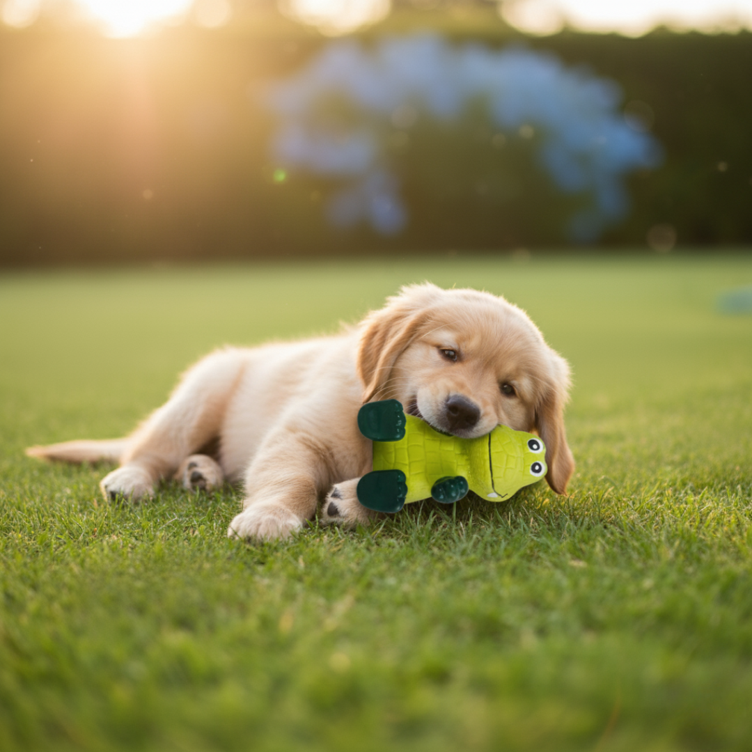 CNC Cute Sitting Crocodile Squeaky Dog Toy