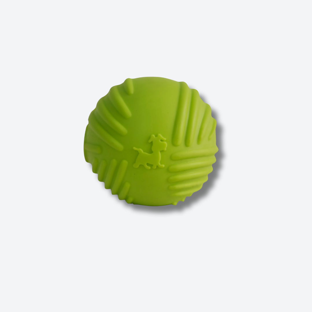 CNC Textured Rubber Fetch Ball with Squeaker – Engaging Chew Toy for Dogs