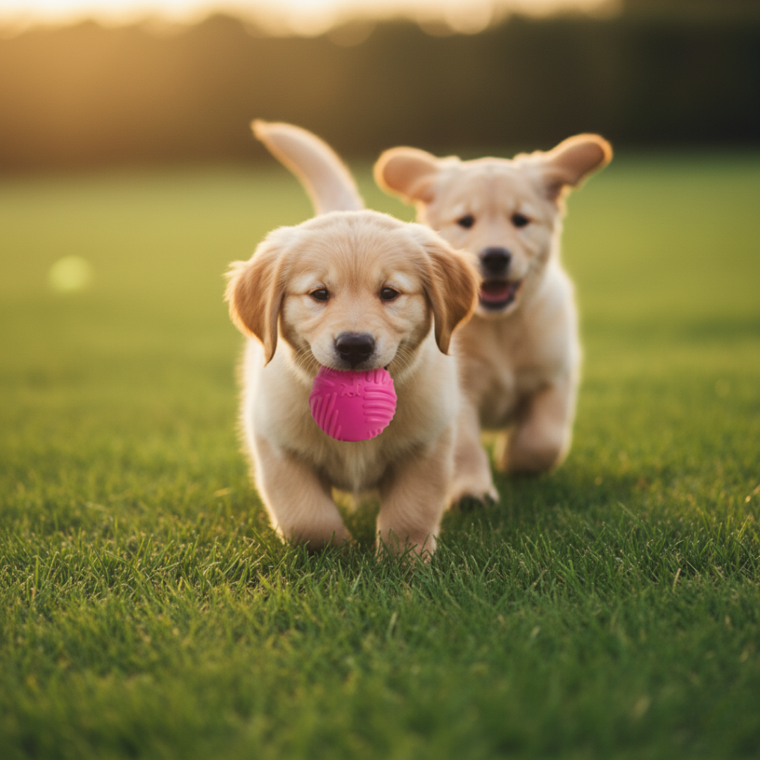 CNC Textured Rubber Fetch Ball with Squeaker – Engaging Chew Toy for Dogs