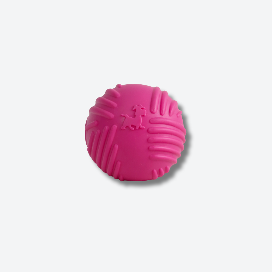CNC Textured Rubber Fetch Ball with Squeaker – Engaging Chew Toy for Dogs